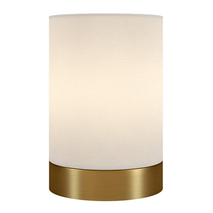 Lampe de chevet cylindrique en métal et laiton de 9 po avec abat-jour tambour blanc