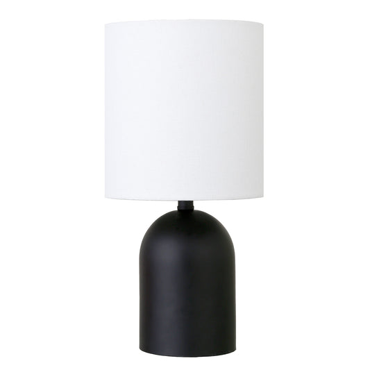 Lampe de table cylindrique en métal noir de 13 po avec abat-jour tambour blanc