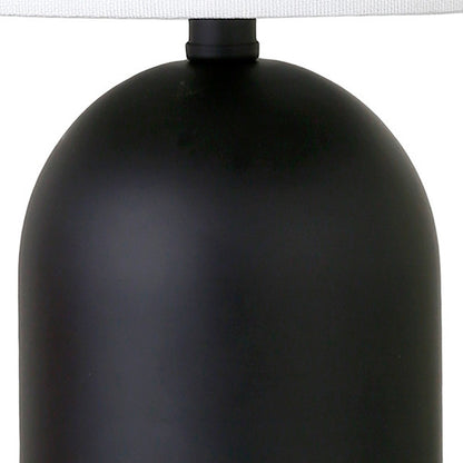 Lampe de table cylindrique en métal noir de 13 po avec abat-jour tambour blanc