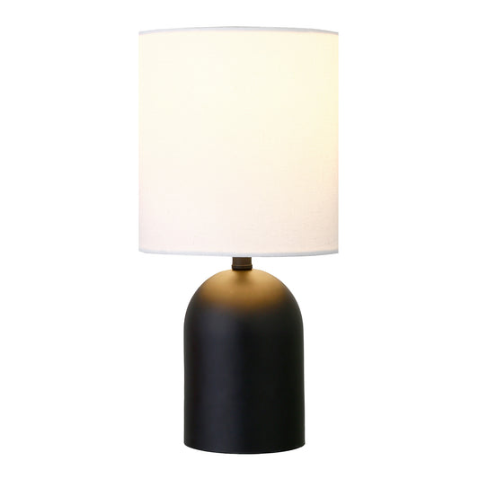 Lampe de table cylindrique en métal noir de 13 po avec abat-jour tambour blanc