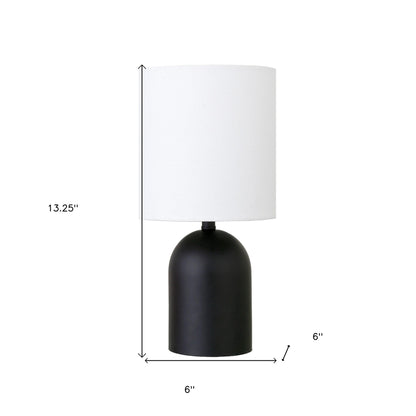 Lampe de table cylindrique en métal noir de 13 po avec abat-jour tambour blanc