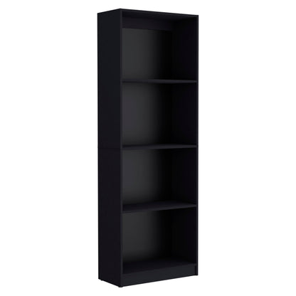 71" Black Four Tier Bookcase