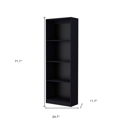 71" Black Four Tier Bookcase