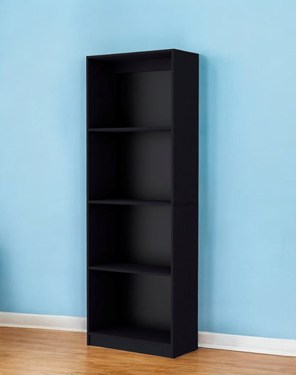 71" Black Four Tier Bookcase