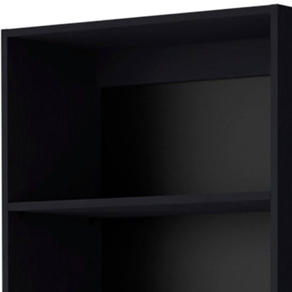 71" Black Five Tier Bookcase with Two doors