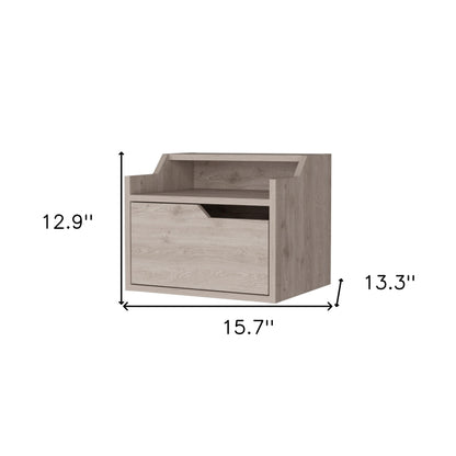 13" Gray One Drawer Faux Wood Floating Nightstand