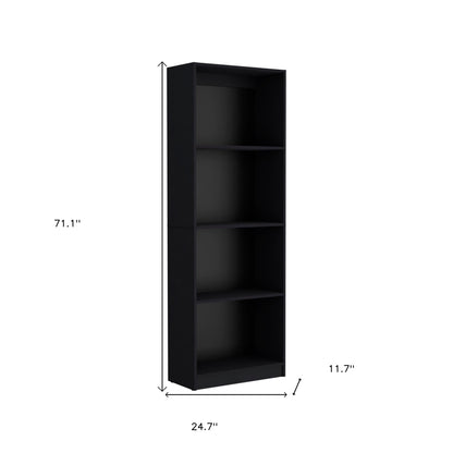 71" Black Five Tier Bookcase with Two doors