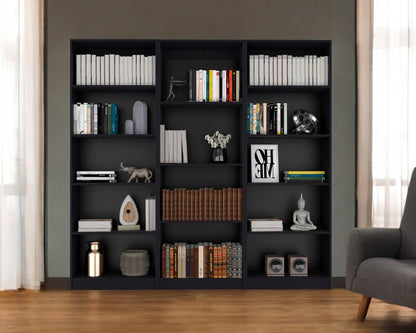 71" Black Four Tier Bookcase