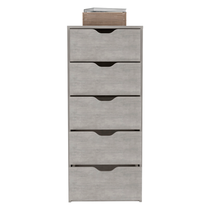 18" Gray Five Drawer Standard Chest