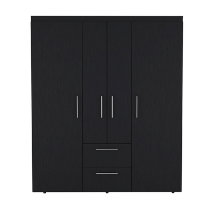 59" Black Two Drawer Combo Dresser