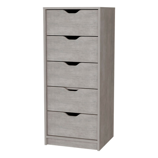 18" Gray Five Drawer Standard Chest