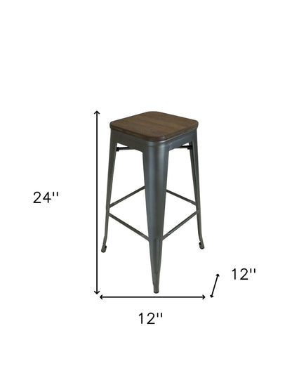 Ensemble de quatre chaises de bar sans dossier de 26 po en bois et métal brun et bronze