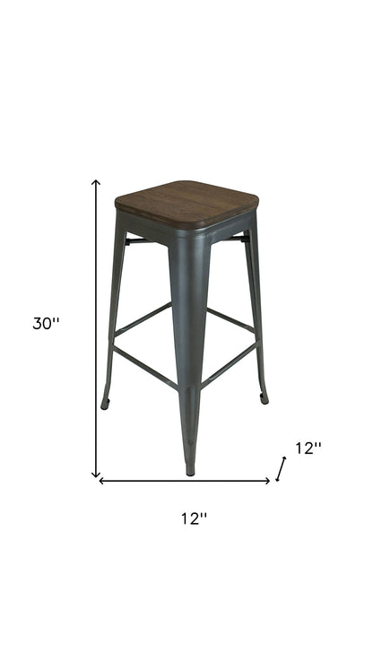 Ensemble de quatre chaises de bar sans dossier en acier brun et bronze de 30 po