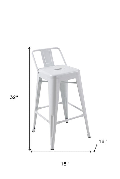 Ensemble de quatre chaises de bar à dossier bas en métal blanc de 26 po