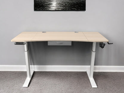 55" Adjustable Oak and White Standing Desk