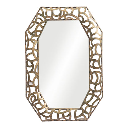 Miroir d'appoint octogonal en bronze avec cadre en acier de 35 po