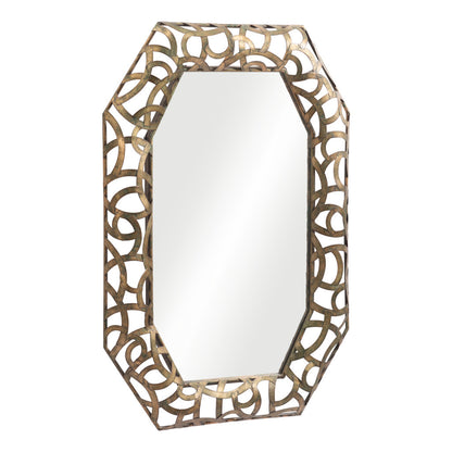 Miroir d'appoint octogonal en bronze avec cadre en acier de 35 po